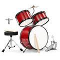 3-Piece Kids Drum Set with Throne Stool, Pedal & 2 Pairs of Drumsticks (Black) U60626