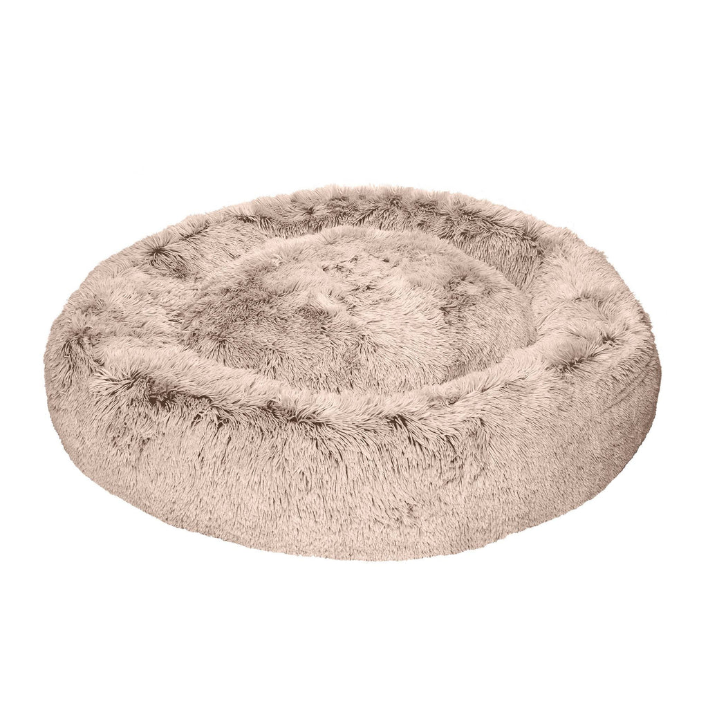 Taupe Jumbo Long Fur Donut Dog Bed Q671187