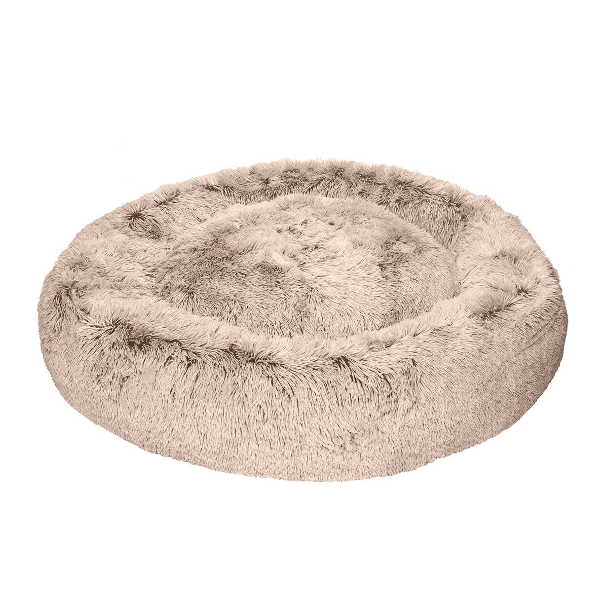 Taupe Jumbo Long Fur Donut Dog Bed Q671187