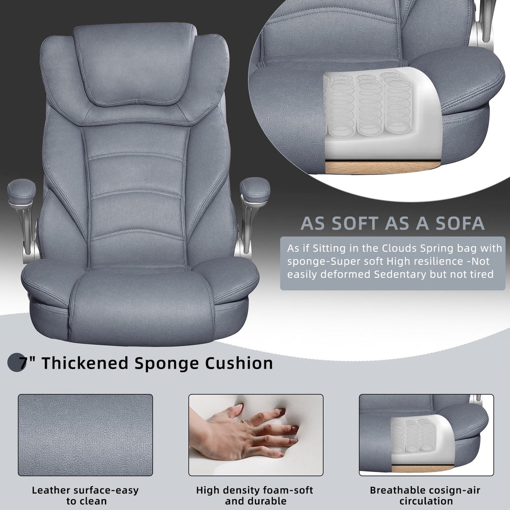 Light Blue PU Leather High Back Office Chair W249