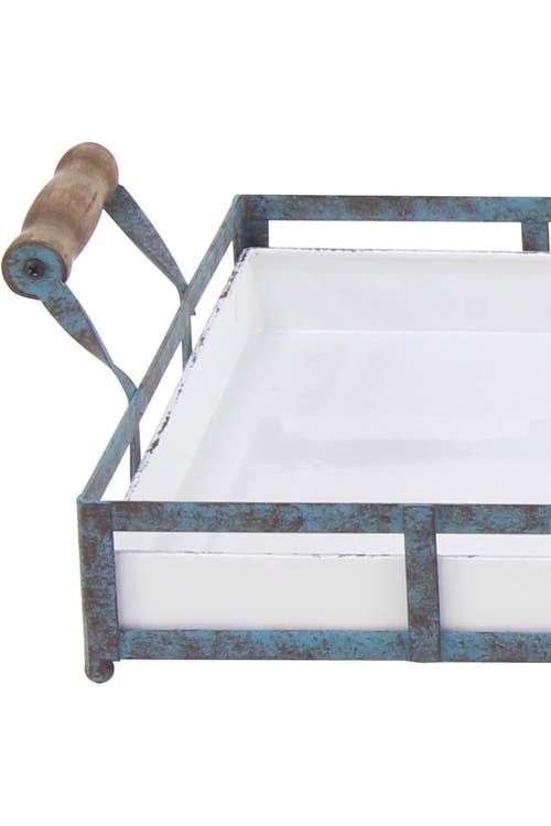 Set of 2 Blue Metal Farmhouse Tray K5309