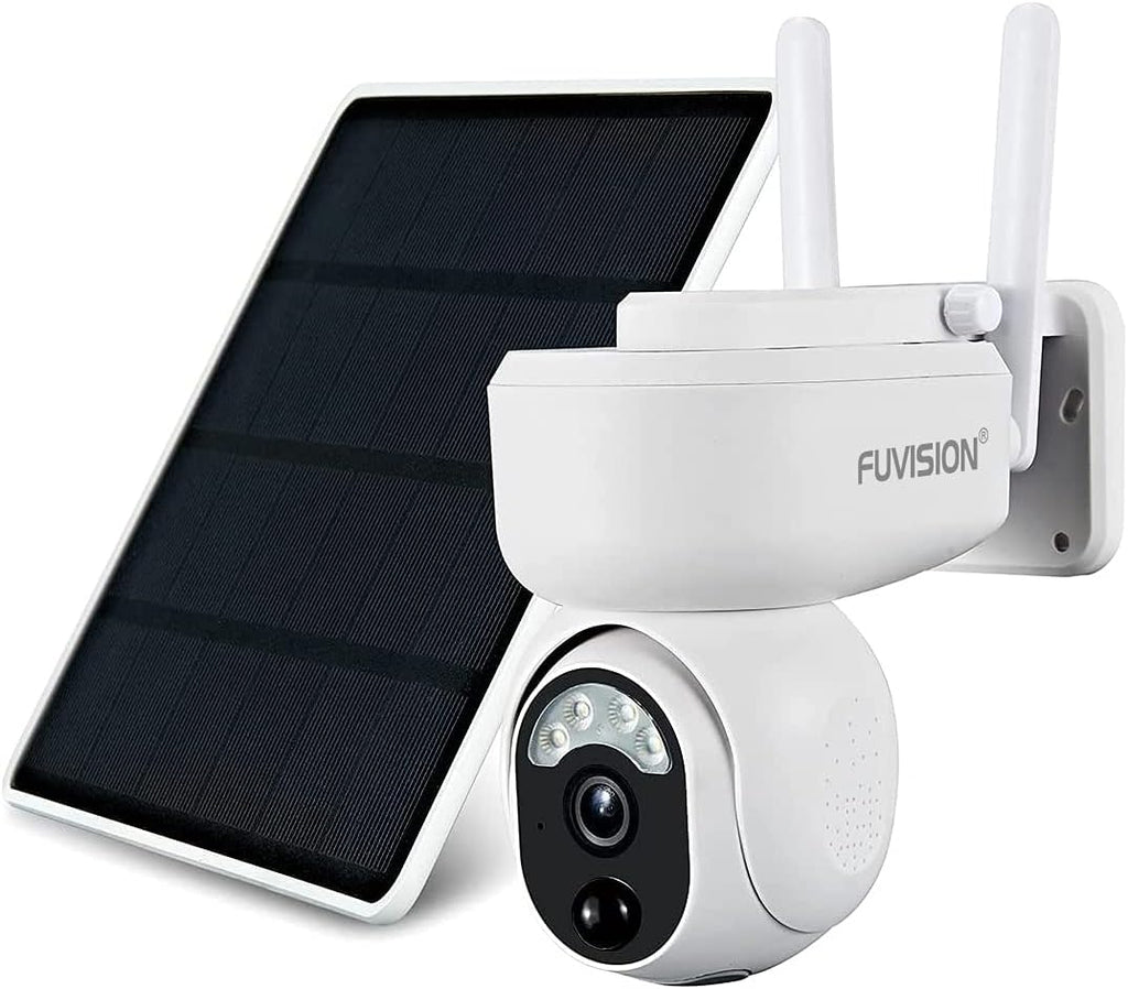 Solar Security Camera Outdoor, Wireless WiFi Pan 360° View PTZ Camera, Rechargeable Solar Battery Powered with 2-Way Talk, Motion Detection and Siren, Color Night Vision D956