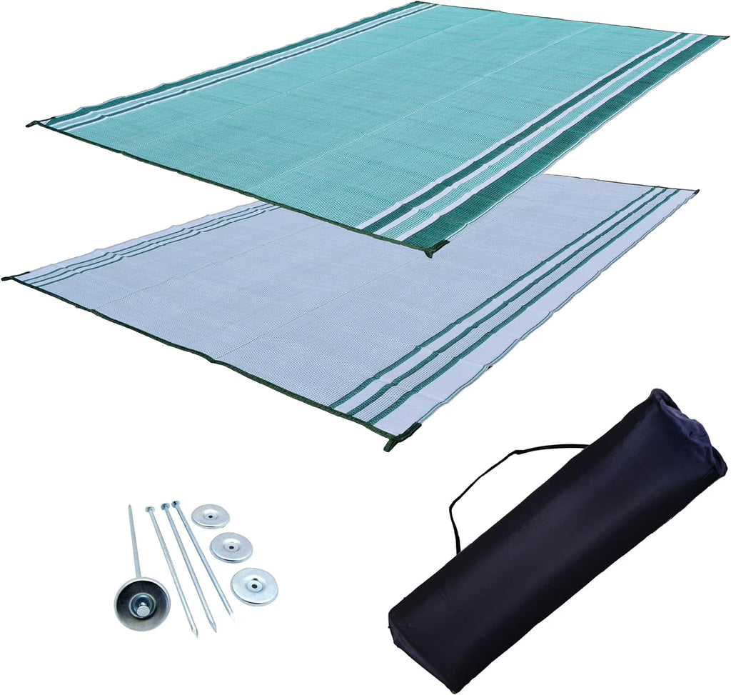 Forest Green Reversible Patio Mat 9x18 with Bag U73910