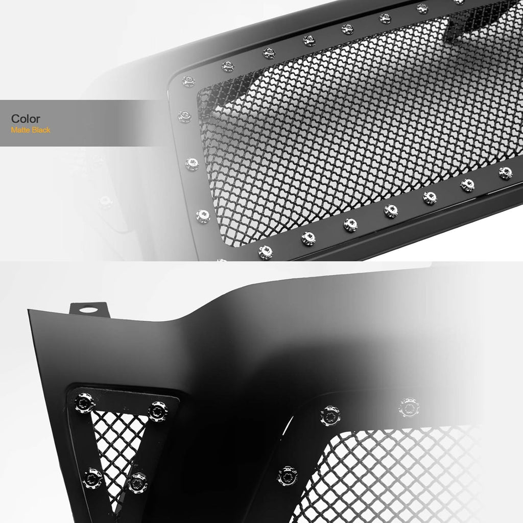 Matte Black Steel Mesh Hood Bumper Grille H244