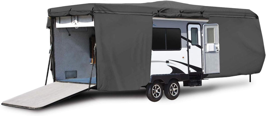 Waterproof RV Cover Fits Length 14'-16' Travel Trailer Camper with Zippered Panels R655