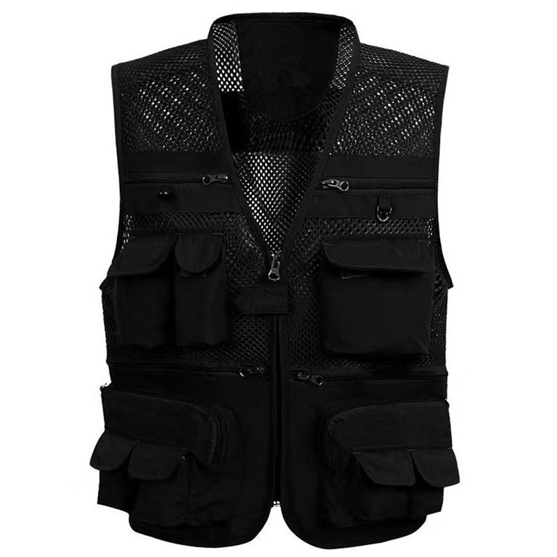 Blue Mesh 16 Pockets Quick Dry Fishing Vest H4762