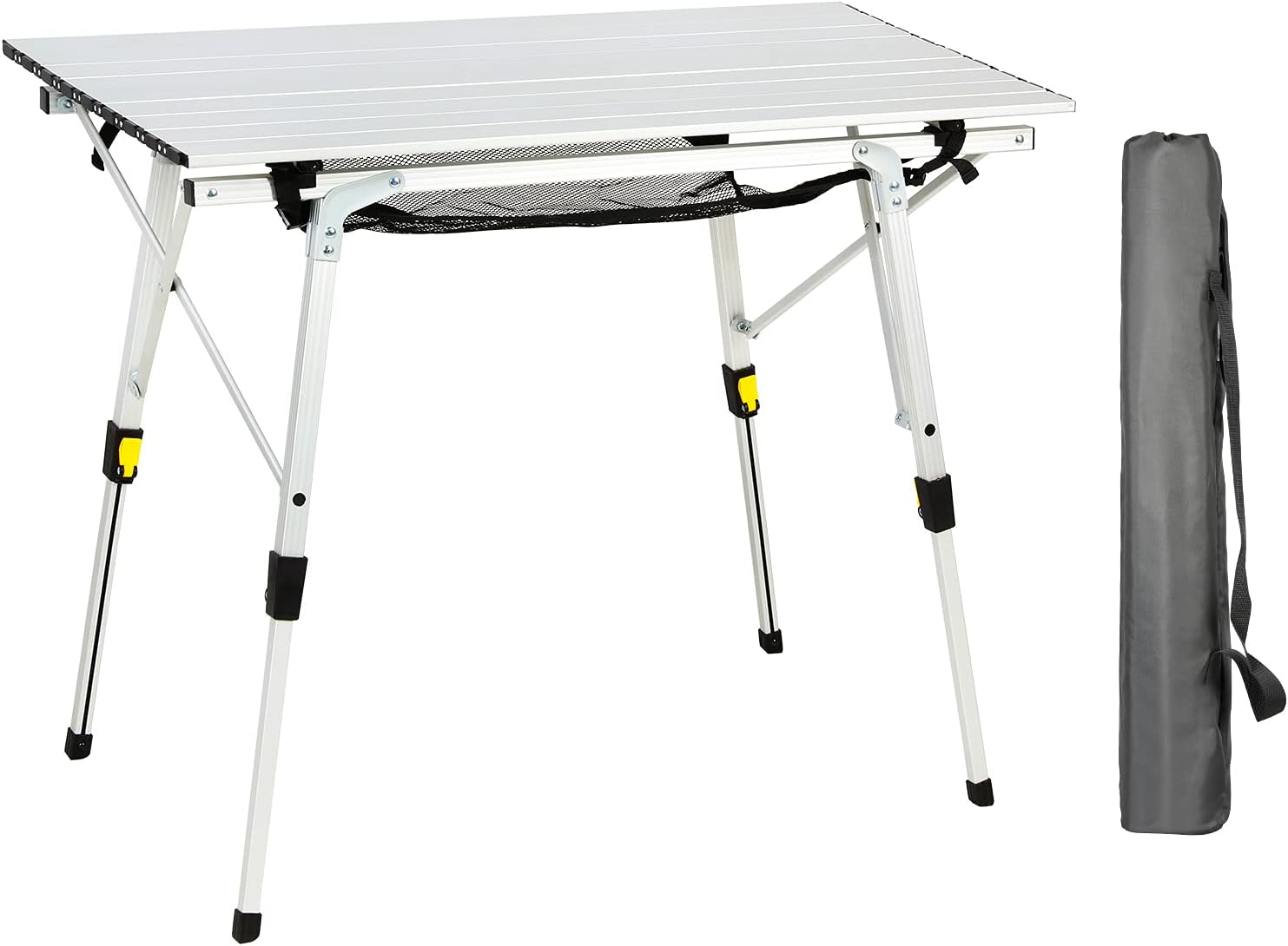 Portable Folding Camping Table All Aluminum Ultra Lightweight with Mesh Layer R4829