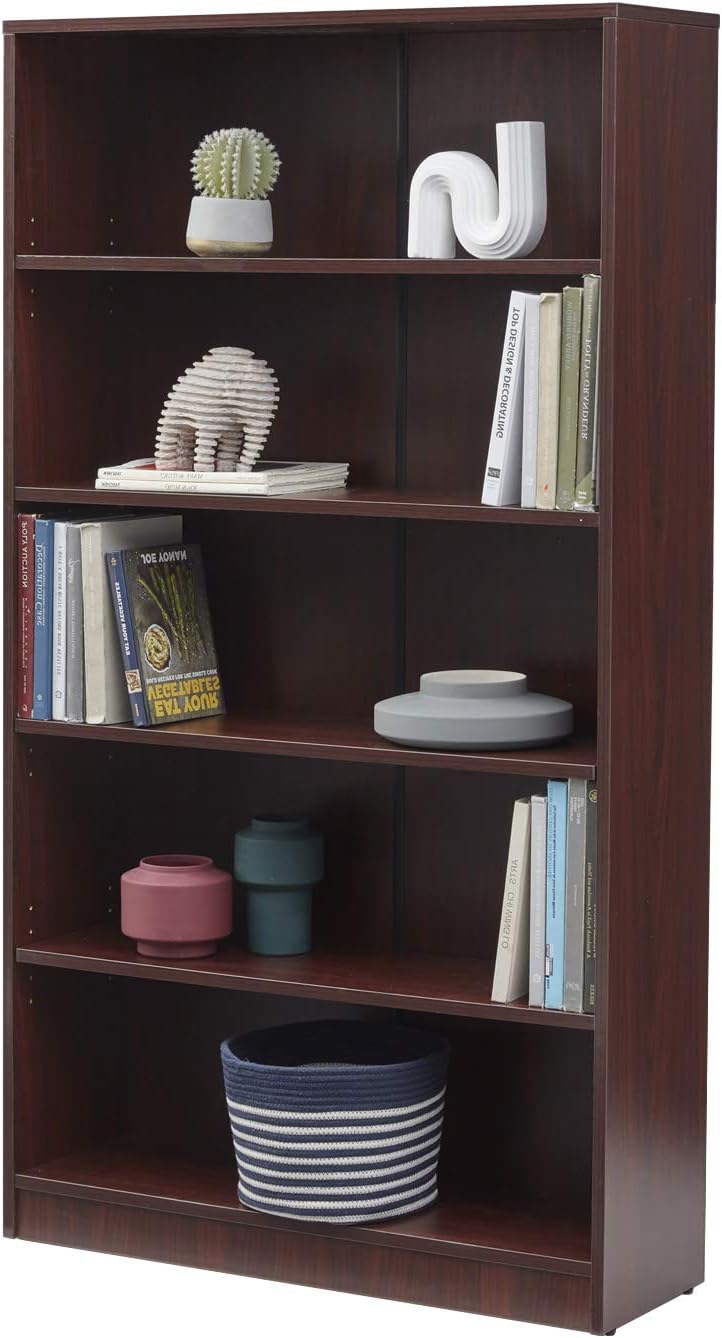 Wood 4-Shelf Bookcase Adjustable Bookshelf, Warm White B30651