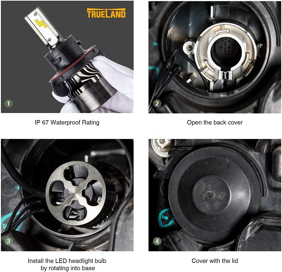 H13 LED Headlight Bulbs 10000LM 70W 6000K Xenon White Pack of 2 E40877