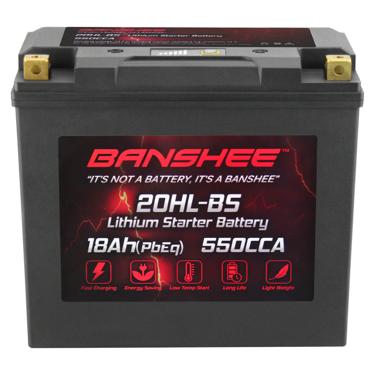 Lithium LiFePO4 Motorcycle Battery, 12V 18Ah, 600CCA, Built in BMS B860858