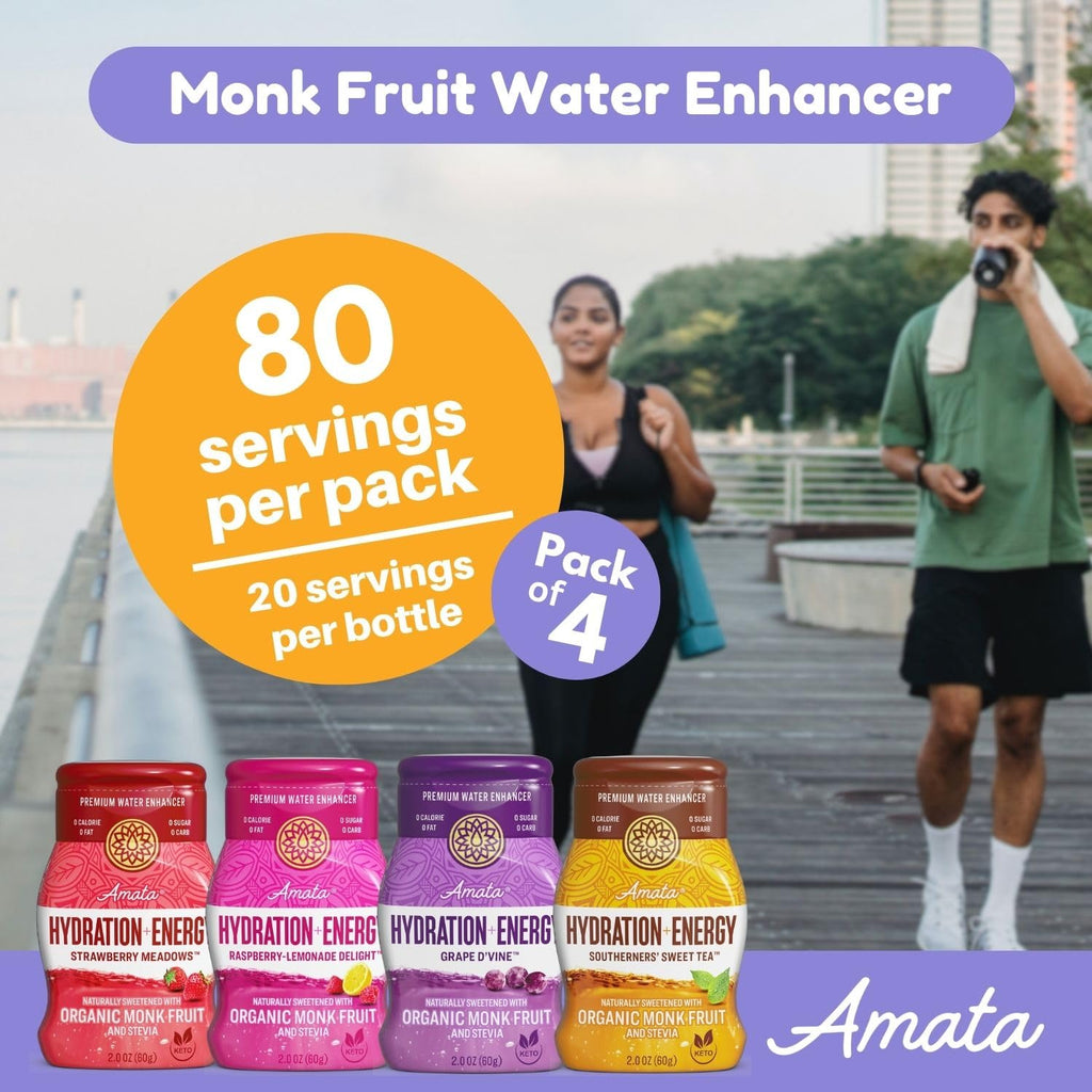 Liquid Hydration Sweetened with Organic Monk Fruit & Stevia, Zero Calories, Low Carb, No Sugar, Vegan, Classic Variety (80 Servings, Pack of 4) C733457