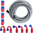Blue & Red Stainless Steel Braided AN-6 Fuel Line Hose Kit K8727