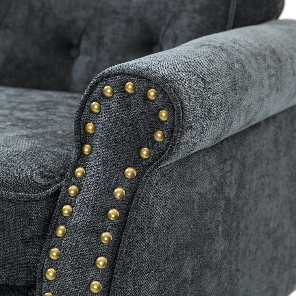 Charcoal Upholstered Accent Chair with Wood Legs R544