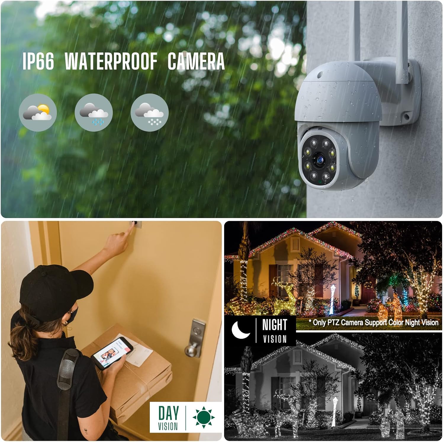 8 Channel 2X IP Cameras 2X PTZ Cameras 1TB HDD Wireless Outdoor Security Camera System P317