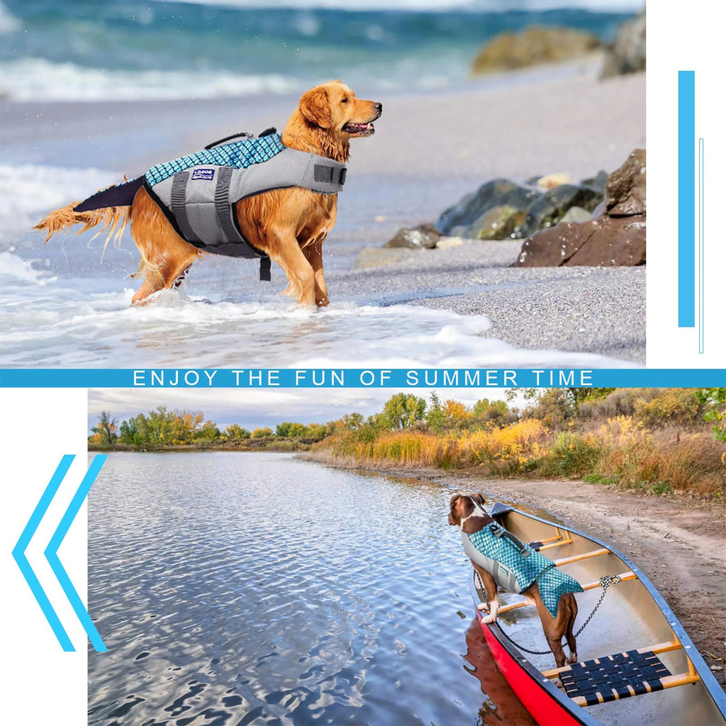 Dog Life Jacket with Rescue Handle, Reflective Adjustable Life Vest D10812