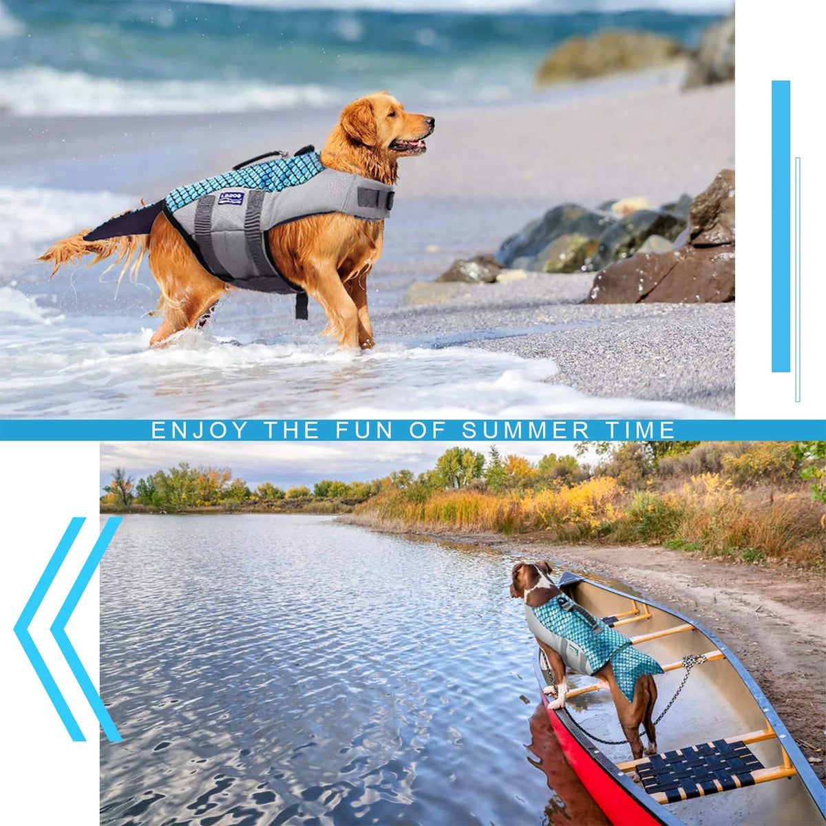 Dog Life Jacket with Rescue Handle, Reflective Adjustable Life Vest D10812