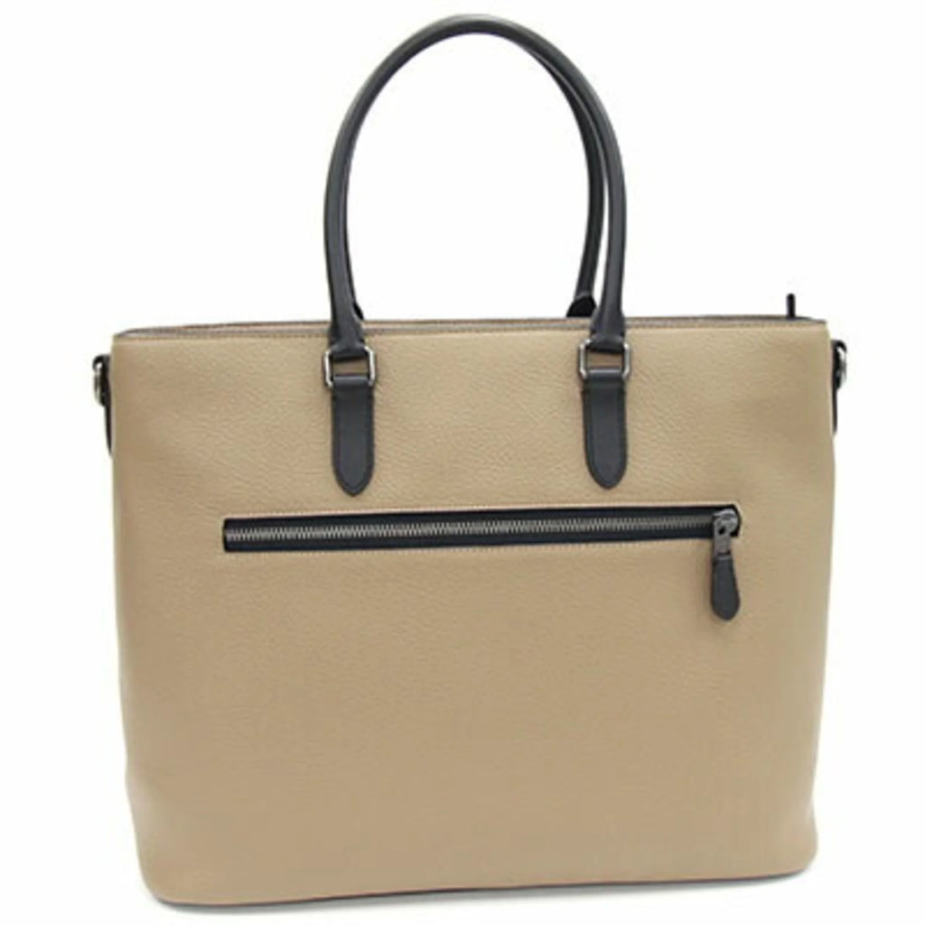Khaki Black Leather Tote Bag E691302