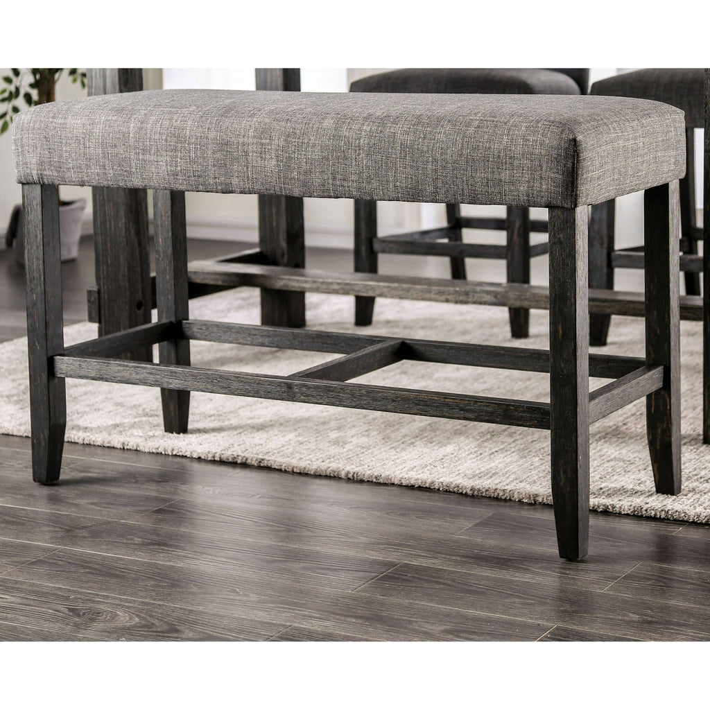 Rustic Linen Fabric Counter Height Bench Light Grey J752