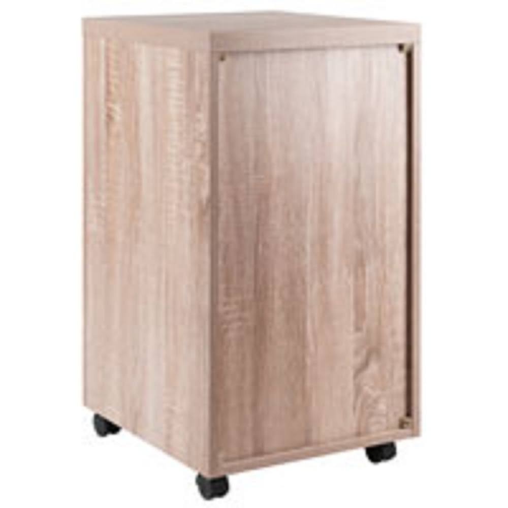 Beige and White Storage Cabinet with Two Shelf and Three Drawers F328