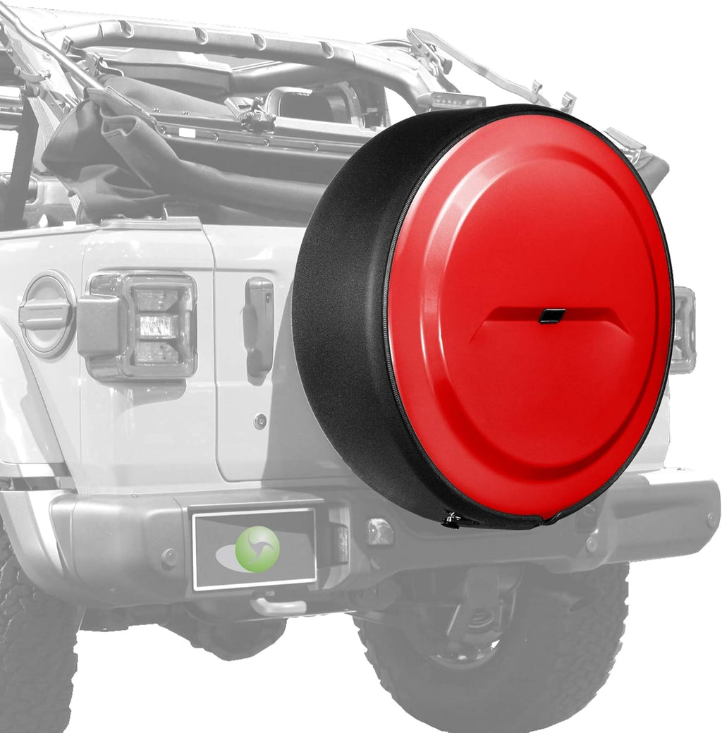 Bright White Painted Plastic Face Black Powder-Coated Ring Tire Cover O6184