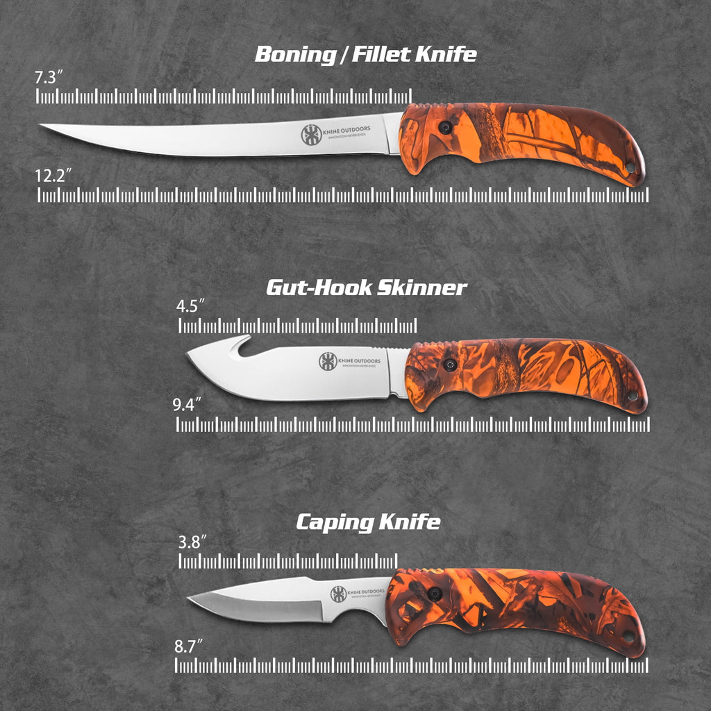 8 Pieces Hunting Deer Knife Set with Nylon Belt Sheath U200339