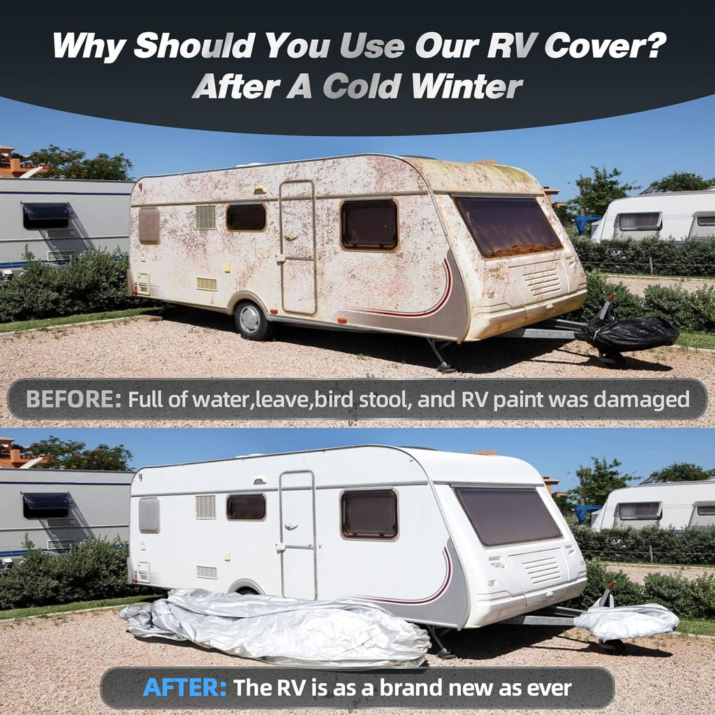 Silver Coating Travel Trailer RV Cover for 27-30 ft Q4114