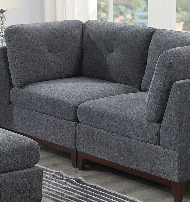 Modular Corner Sofa Set with Ottoman, Ash Gray Chenille M37368