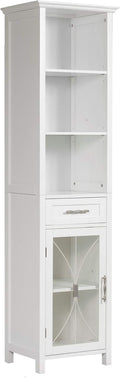 White Linen Cabinet with 1 Drawer and 3 Open Shelves Y616