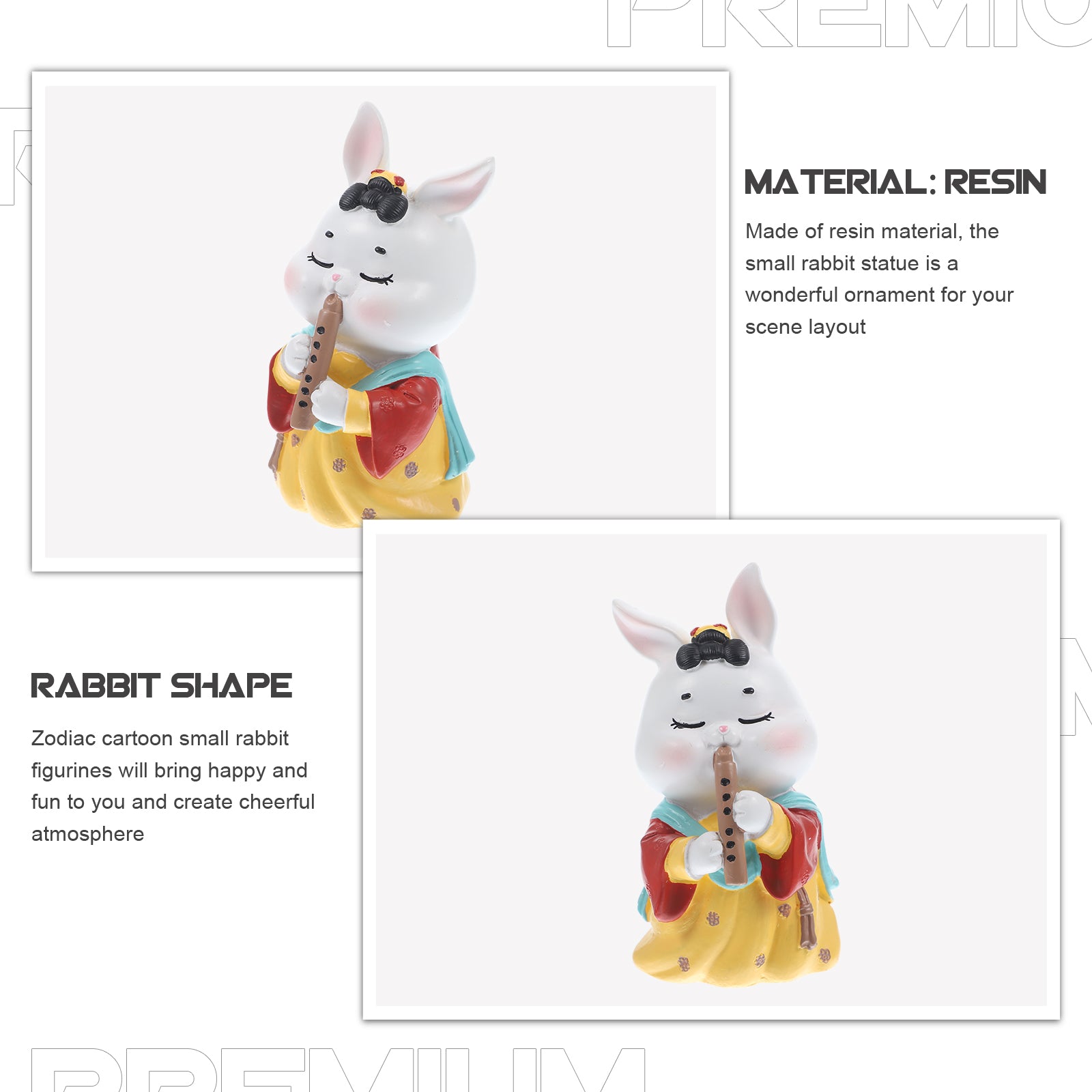 Miniature Bunny Ornament Synthetic Resin Doll W485835