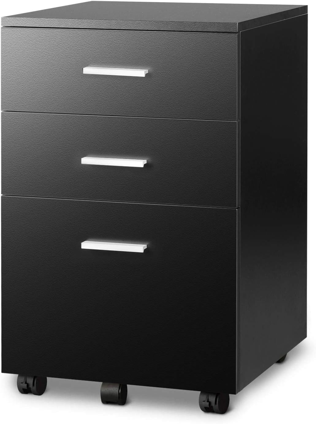 Black 3 Drawer Wood Mobile File Cabinet K951753