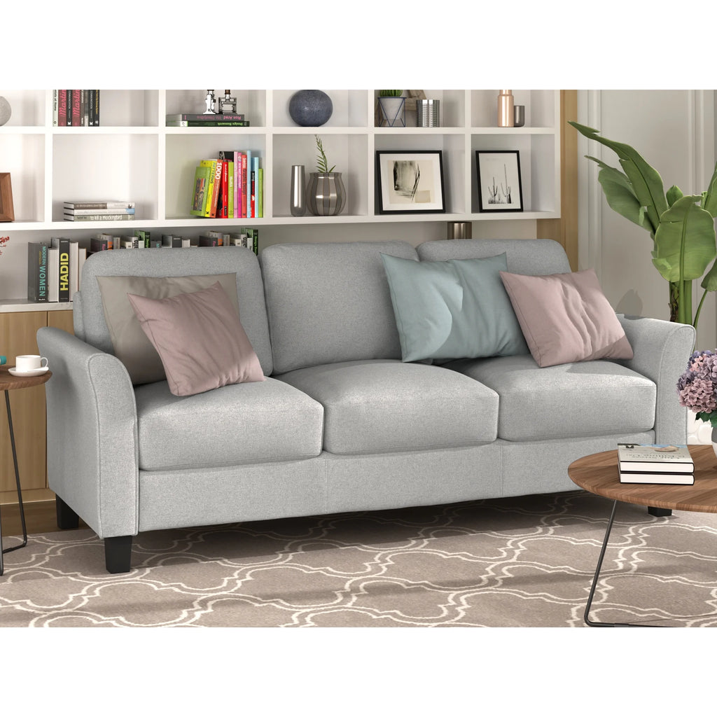 Light Gray Armrest Sofa Loveseat Chair 3-Seat Sofa P2958