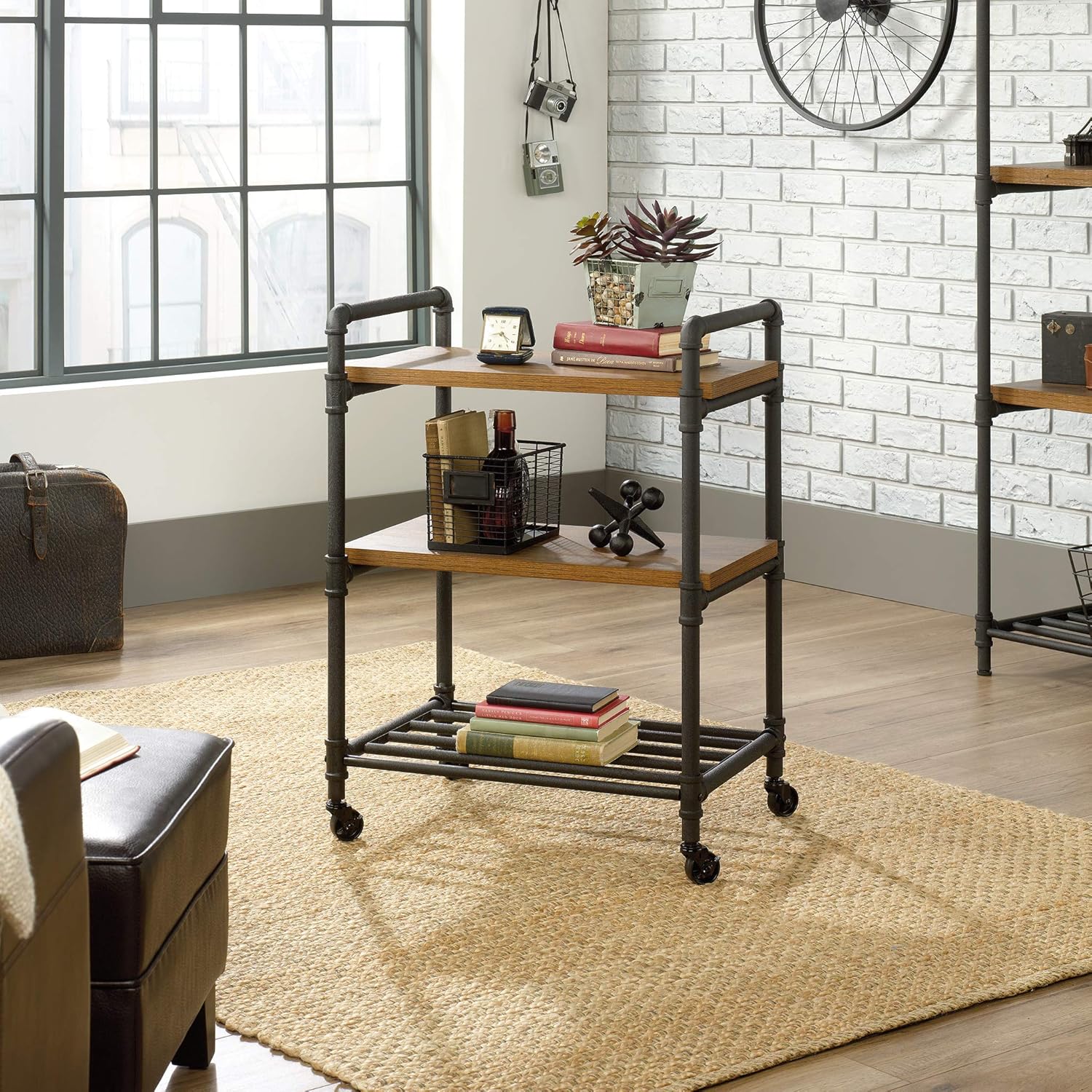 Multi-Purpose Cart, Checked Oak Finish L2639