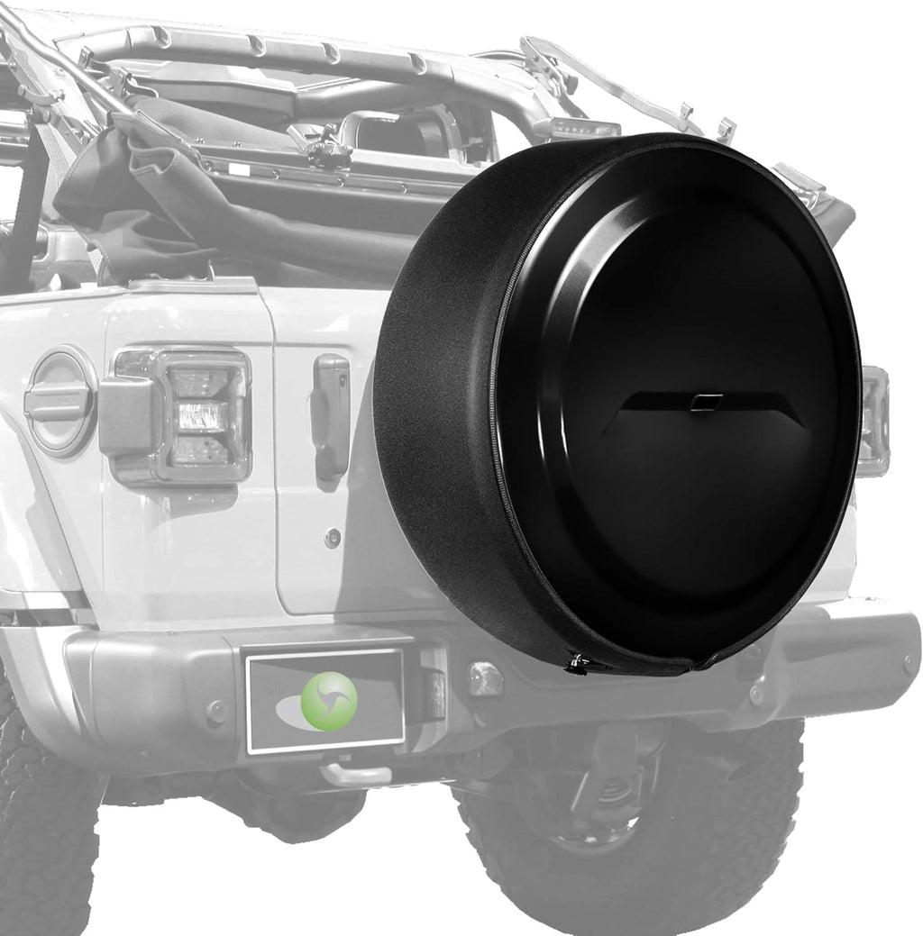 Bright White Painted Plastic Face Black Powder-Coated Ring Tire Cover O6184