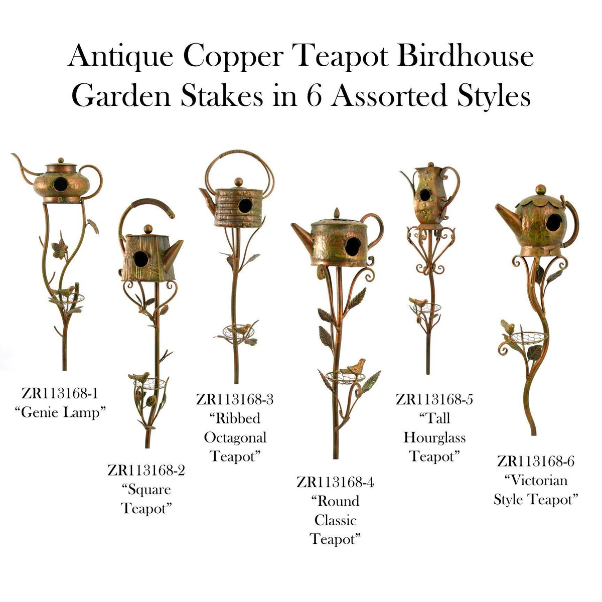 Antique Copper Teapot Birdhouse Garden Stake N570071