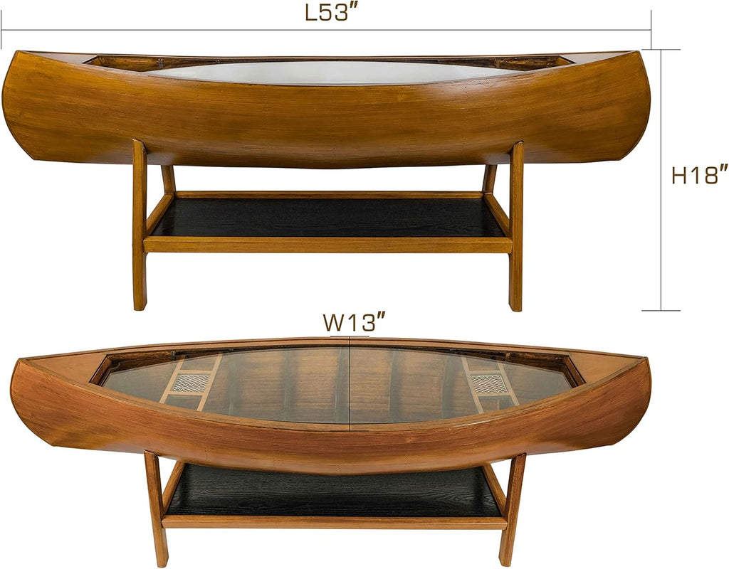 Walnut Antique Finish Oval Glass Coffee Table T821