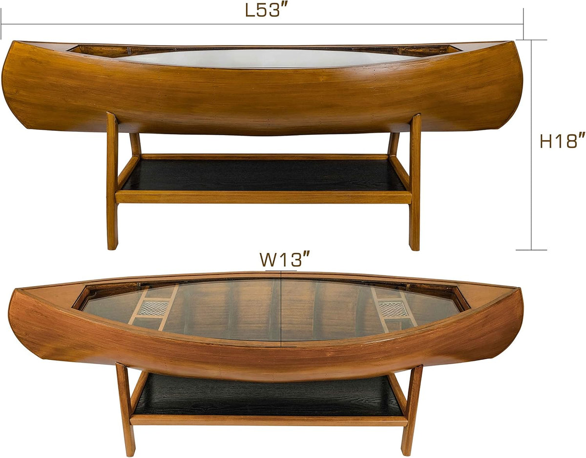 Walnut Antique Finish Oval Glass Coffee Table T821