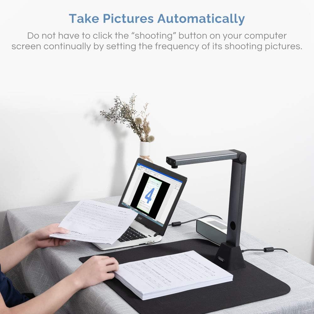 Document Camera & Overhead Scanner X3: Portable 8MP High Definition Capture Size A3 Multi-Language OCR USB Doc Cam J1549