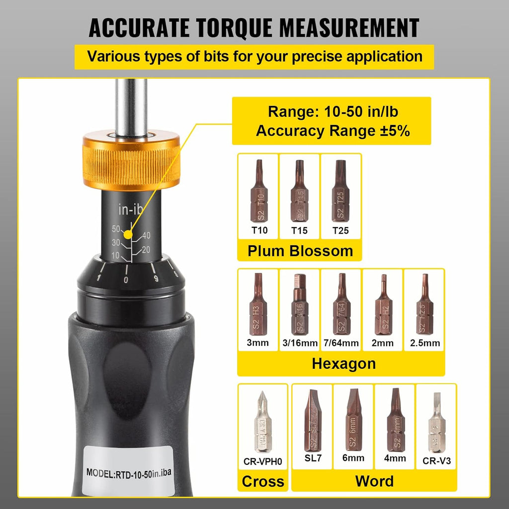 1/4" Drive Torque Screwdriver, 10-50 in/lbs, Pack of 2 M99934