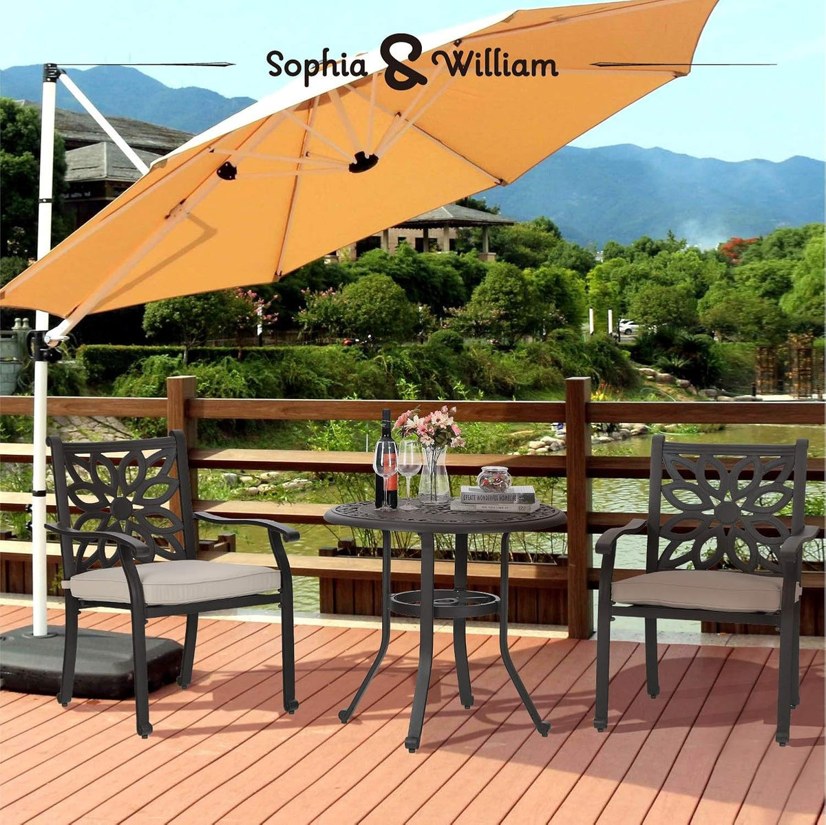 Brown 31.5 Dia x 29.1 H Cast Aluminum Bistro Bar Table M28736