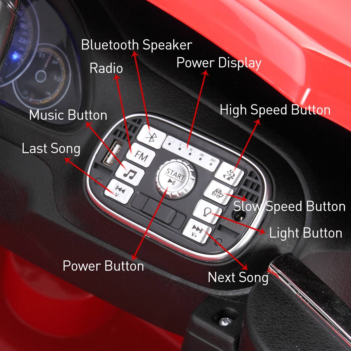 Red 12V Battery Powered Ride on Toy Car with Remote Control T500