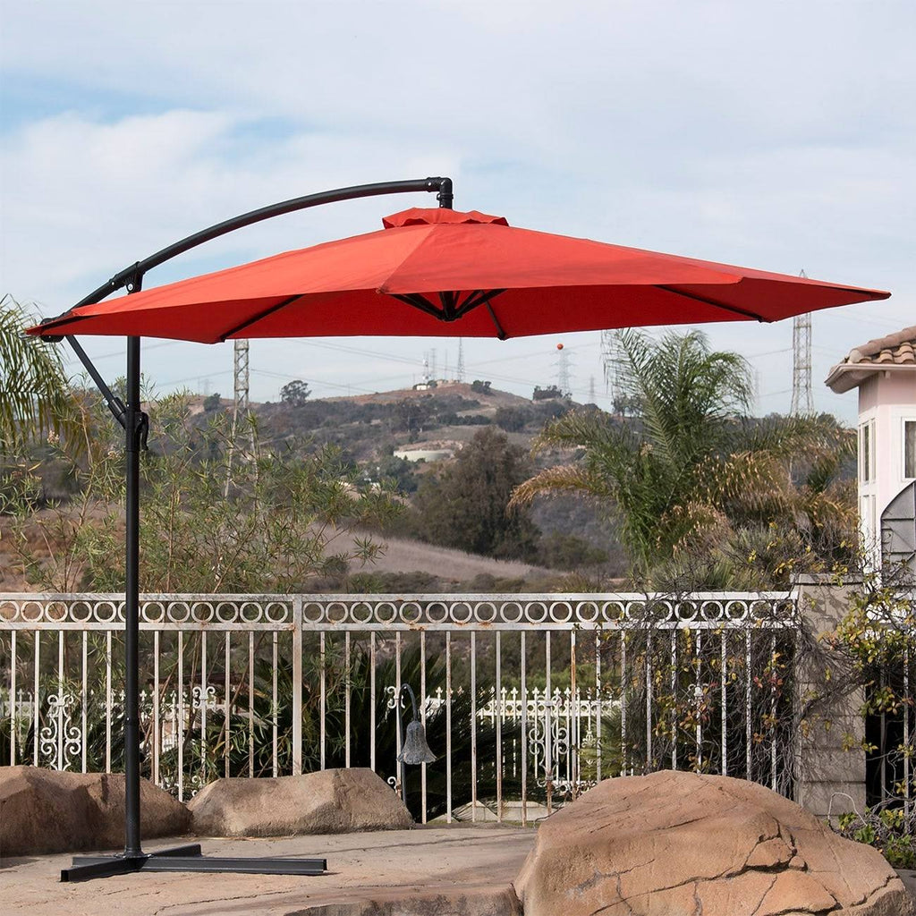 Navy Stripe Cantilever Patio Umbrella with Stand X30682