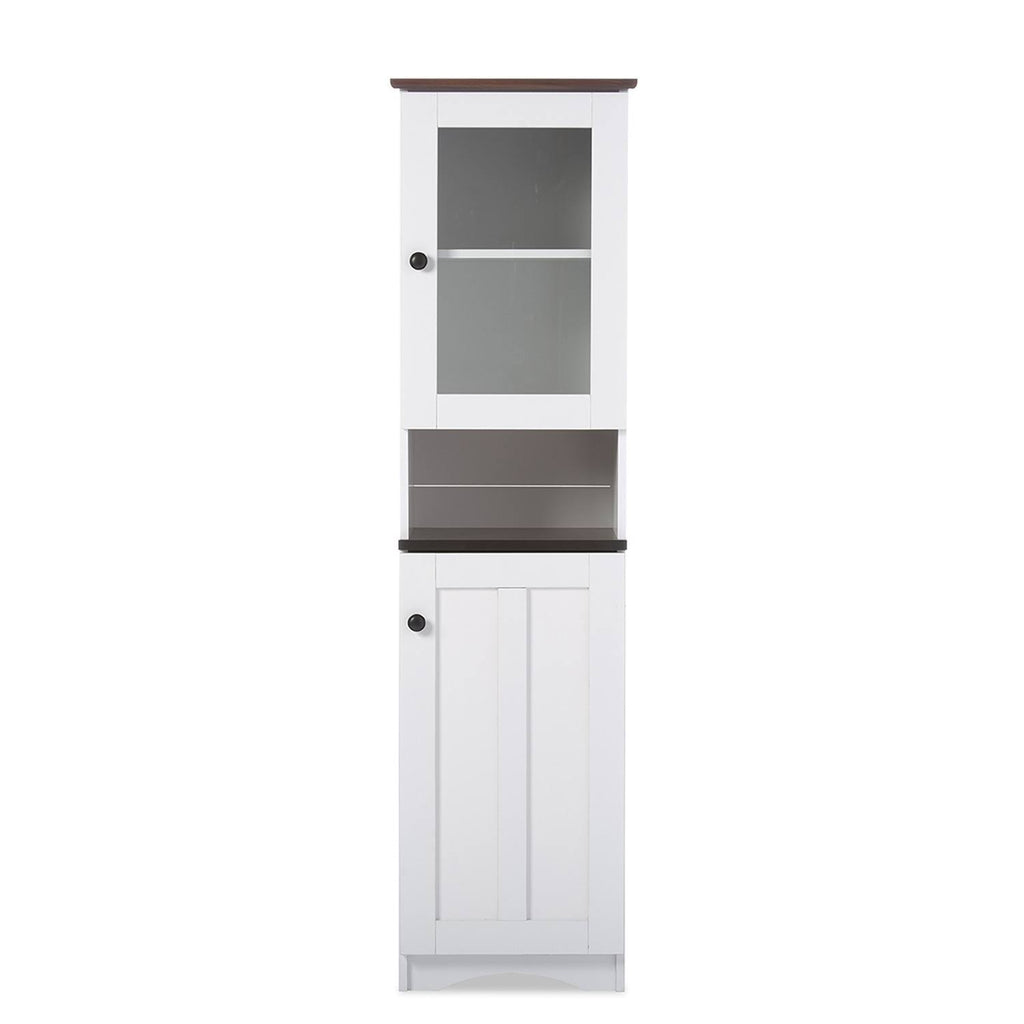 White and Dark Brown Buffet and Hutch Cabinet T44556