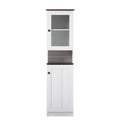 White and Dark Brown Buffet and Hutch Cabinet T44556