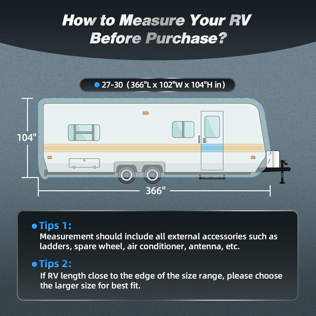 Silver Coating Travel Trailer RV Cover for 27-30 ft Q4114