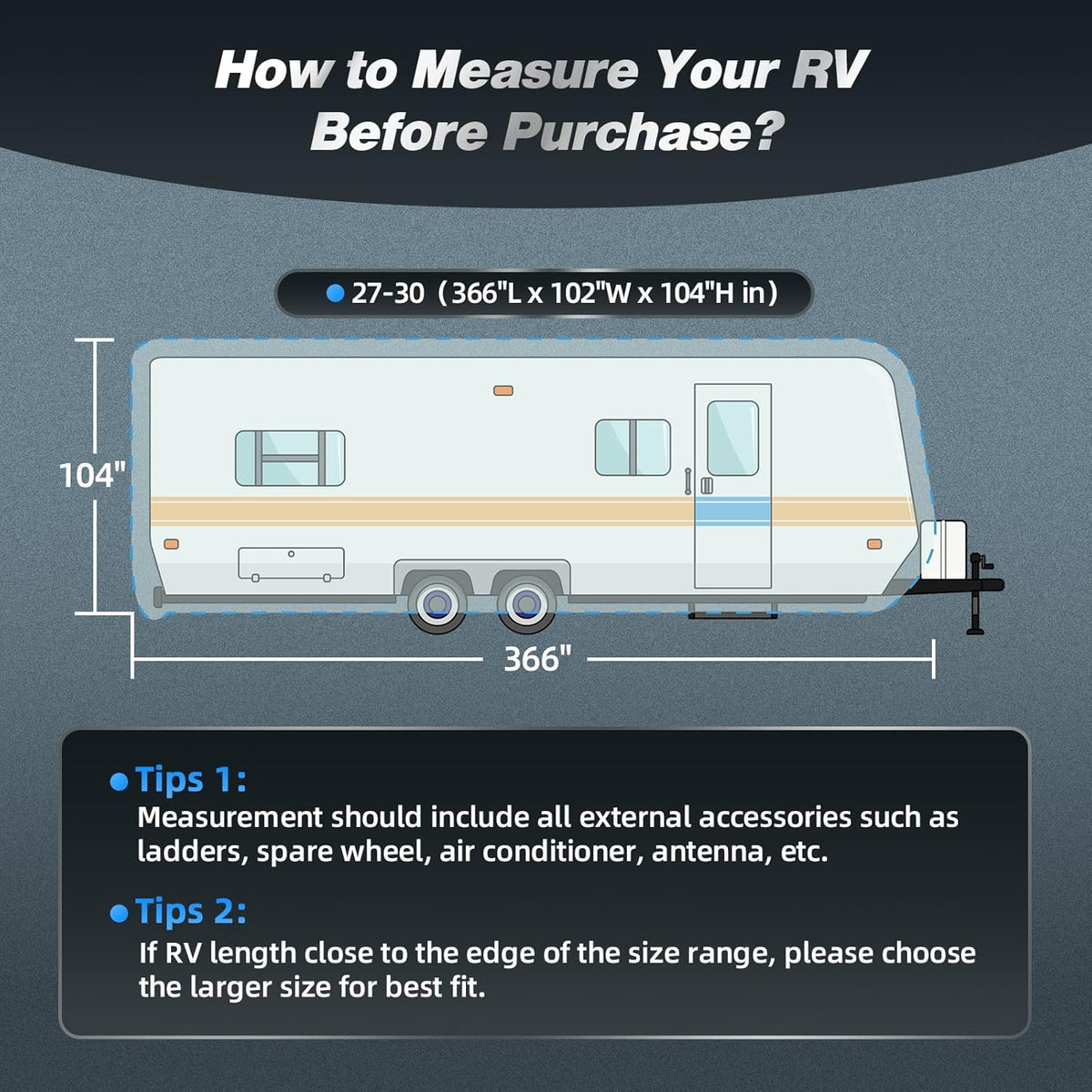 Silver Coating Travel Trailer RV Cover for 27-30 ft Q4114
