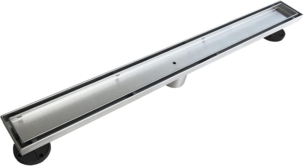 28-Inch Brushed 304 Stainless Steel Rectangle Shower Drain with Tile Insert Grate H4793