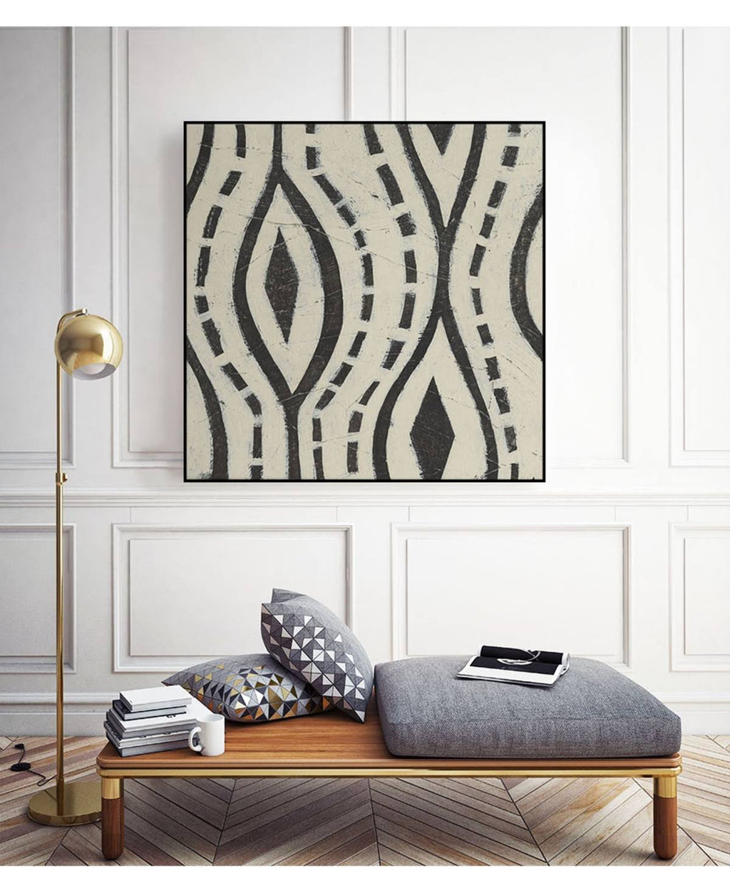 Tan Framed Canvas Art X422