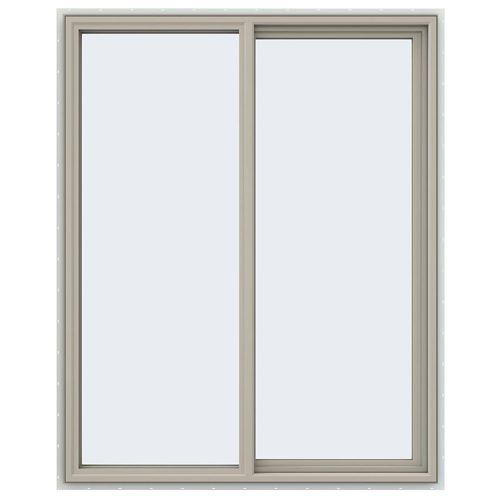 Desert Sand Vinyl Right-Handed Sliding Window with Fiberglass Mesh Screen N4017