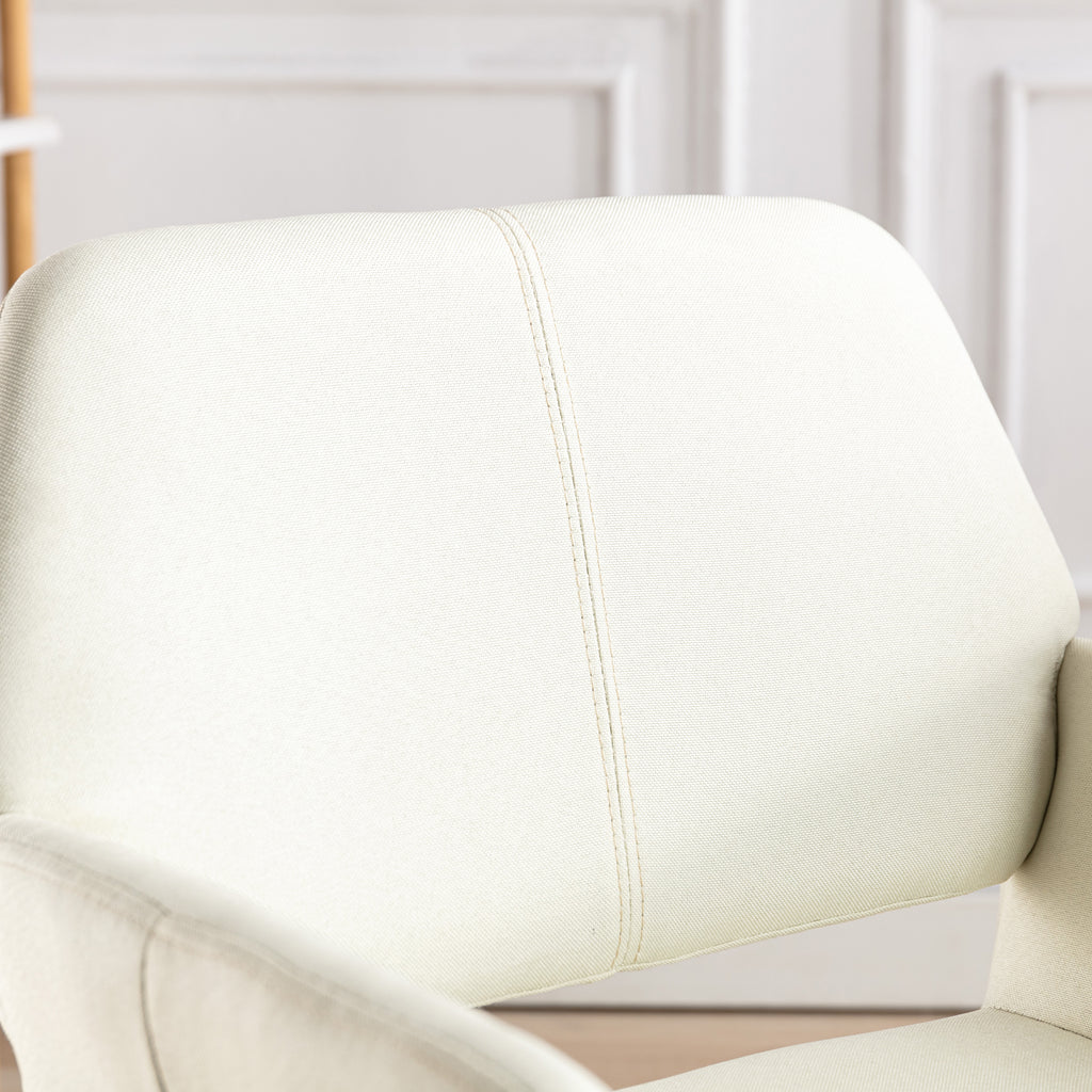 Beige Fabric Mid-Century Accent Chair with Metal Legs B195