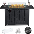 43 Inch 50,000 BTU Auto-Ignition Gas Fire Pit Table with Glass Wind Guard, Lava Stone P53737